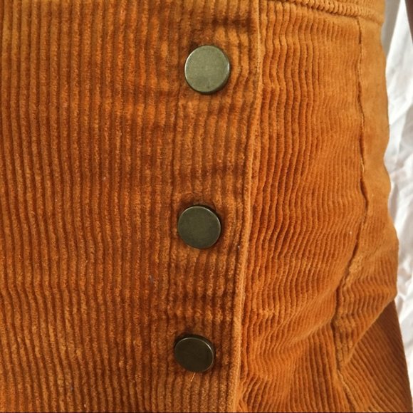 Forever 21 Burnt Orange Corduroy Button Down High Waisted Mini Skirt Size Small - Picture 7 of 9